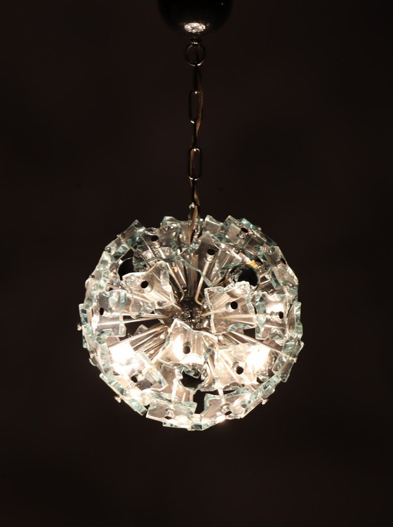 Image 1 of Mid Century Sputnik Plafonnier/Lampe en verre De Fontana Arte, Italie, Années 1970