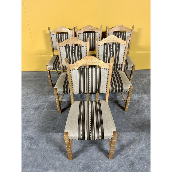 Image 1 of Ensemble de 6 chaises de salle à manger danoises vintage en bois de chêne, années 1960