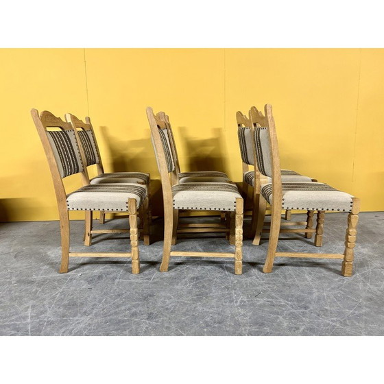 Image 1 of Ensemble de 6 chaises de salle à manger danoises vintage en bois de chêne, années 1960