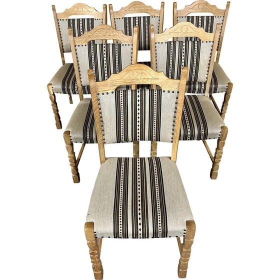 Image 1 of Ensemble de 6 chaises de salle à manger danoises vintage en bois de chêne, années 1960