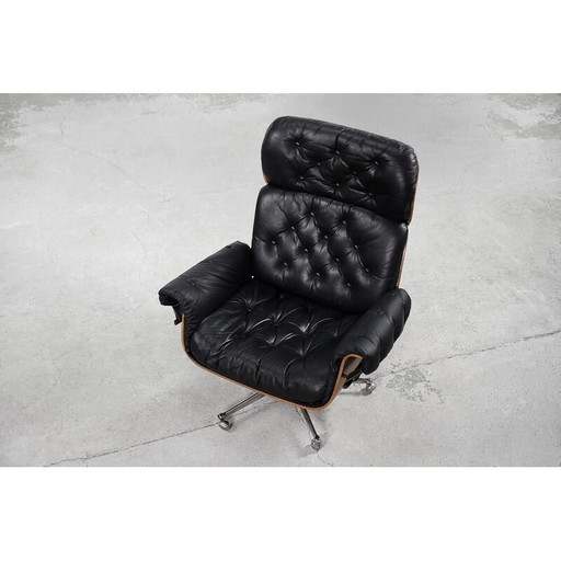 Fauteuil vintage en cuir et bois courbé par Martin Stoll pour Stoll Giroflex, 1960s
