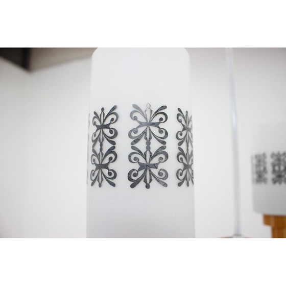 Image 1 of Lampe suspendue vintage en bois et verre, Tchécoslovaquie, années 1980