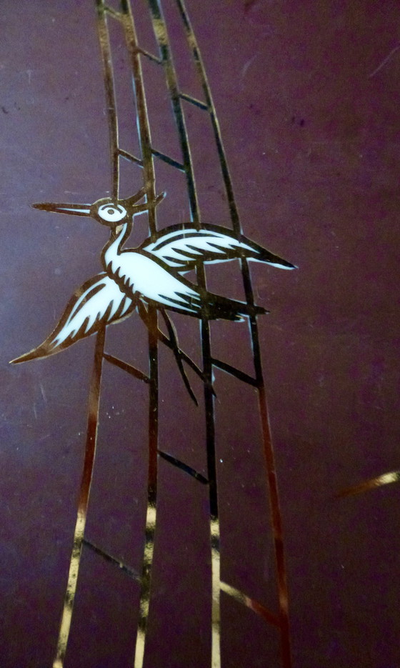 Image 1 of Bol en porcelaine roulée Bavaria Brown Crane Years 60s/70s Bird of Paradise