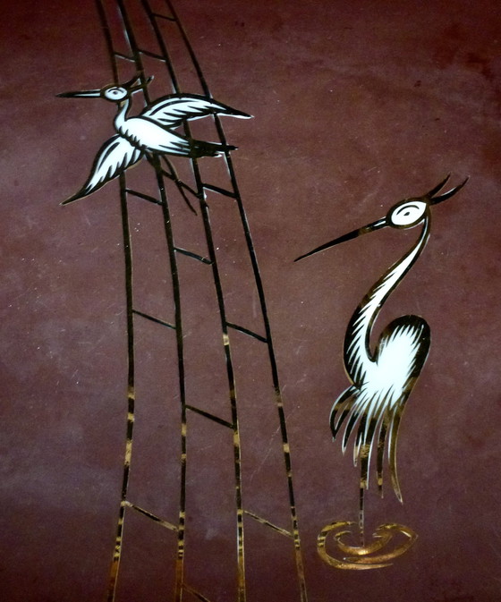 Image 1 of Bol en porcelaine roulée Bavaria Brown Crane Years 60s/70s Bird of Paradise