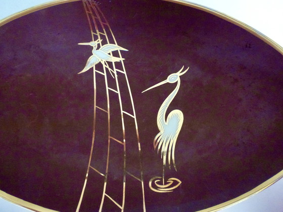 Image 1 of Bol en porcelaine roulée Bavaria Brown Crane Years 60s/70s Bird of Paradise