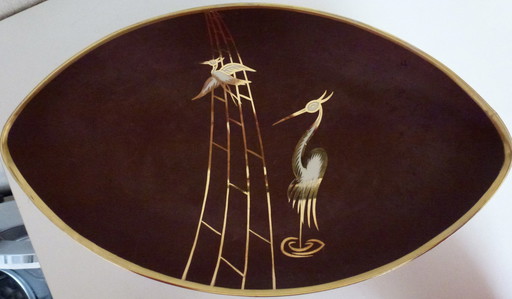 Bol en porcelaine roulée Bavaria Brown Crane Years 60s/70s Bird of Paradise