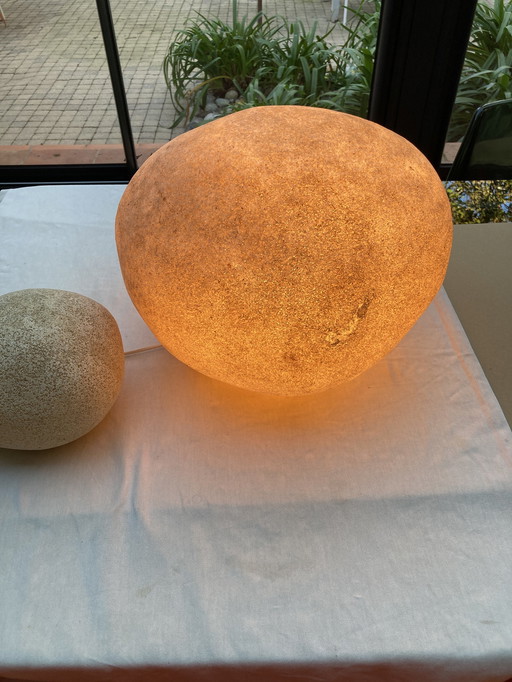2 Lampe Cailloux Dorra André Cazenave Vintage 
