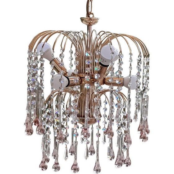 Image 1 of Lustre vintage en verre de Murano et métal doré pour Venini