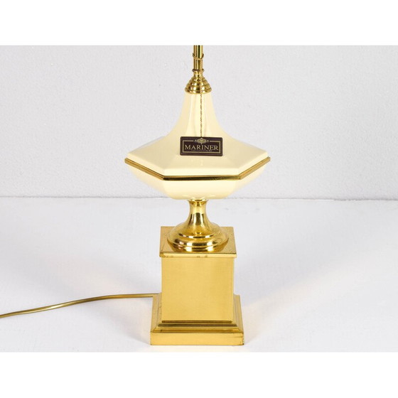 Image 1 of Lampe de table Mariner vintage Hollywood Regency en laiton, Espagne 1970