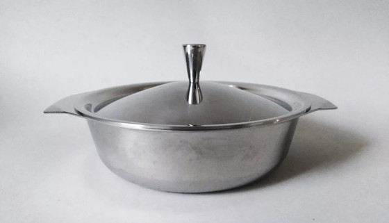Image 1 of Gio Ponti Modernist Bauhaus Art-Deco Design Lidded Dish For Krupp Berndorf 1950S