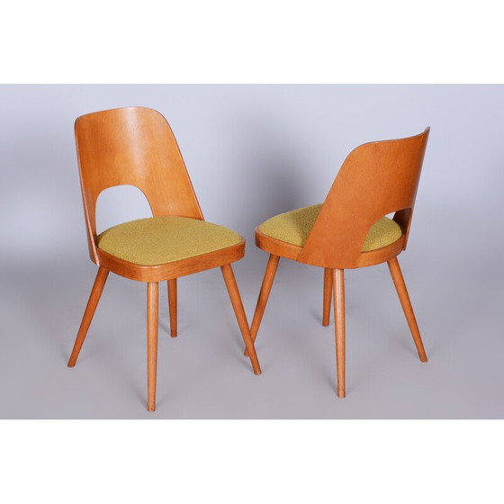 Image 1 of Ensemble de 4 chaises vintage en hêtre et tissu par Oswald Haerdtl, Tchécoslovaquie 1950-1959