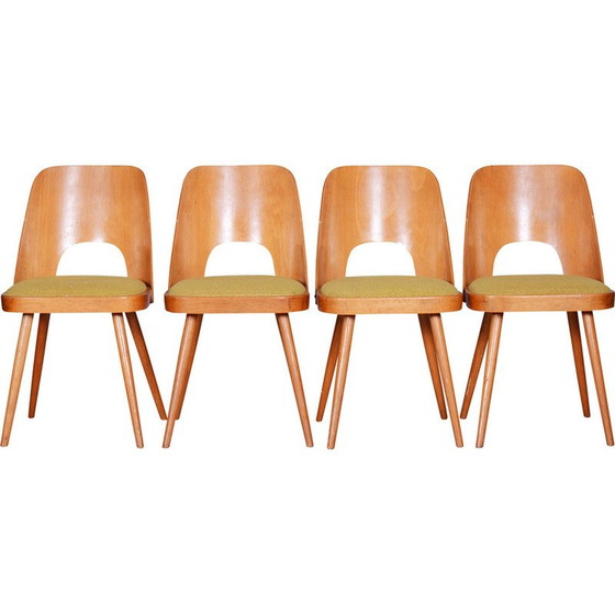 Image 1 of Ensemble de 4 chaises vintage en hêtre et tissu par Oswald Haerdtl, Tchécoslovaquie 1950-1959
