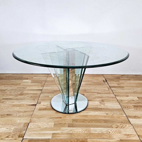 Image 1 of Vintage "Vaso" table in glass and chrome by Pierangelo Gallotti for Gallotti and Radice, 1980