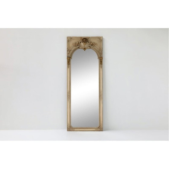 Image 1 of Miroir vintage sur pied avec cadre en bois doré, 1950