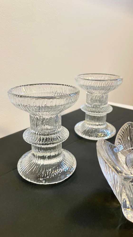 Image 1 of Bougeoirs Cristal Façon Littala Vintage