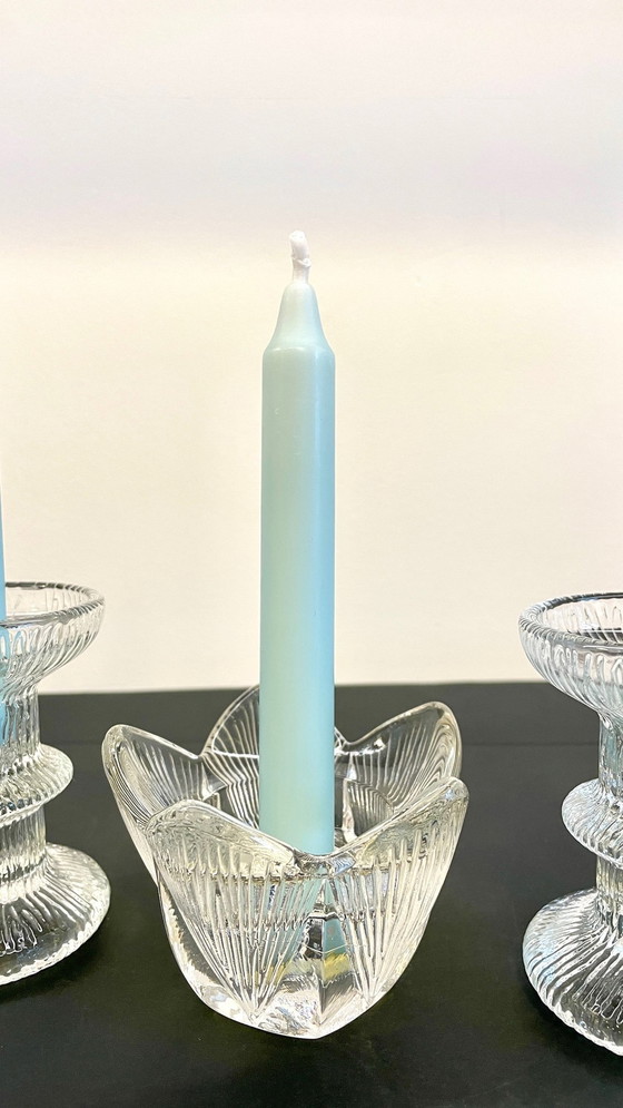 Image 1 of Bougeoirs Cristal Façon Littala Vintage