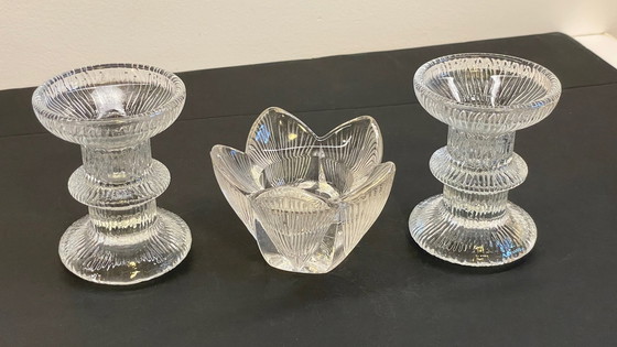 Image 1 of Bougeoirs Cristal Façon Littala Vintage