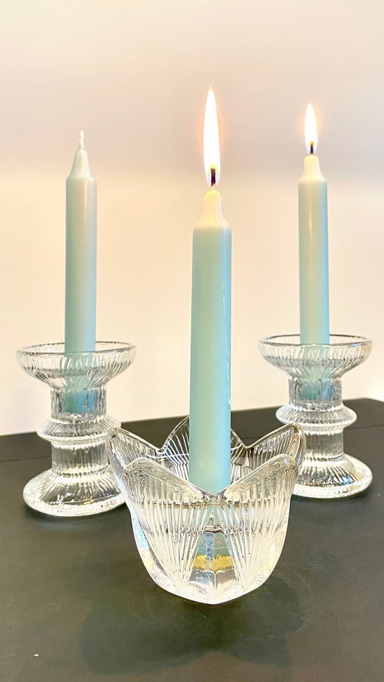 Image 1 of Bougeoirs Cristal Façon Littala Vintage