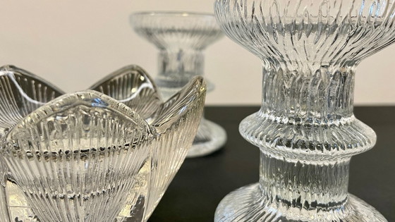 Image 1 of Bougeoirs Cristal Façon Littala Vintage