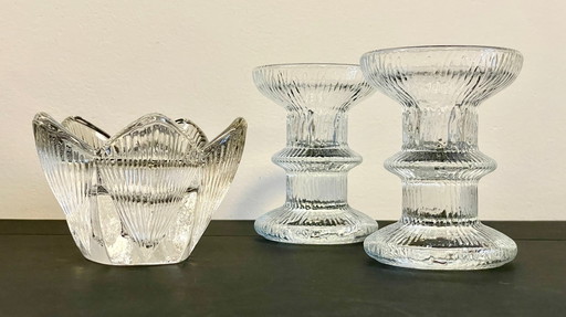 Bougeoirs Cristal Façon Littala Vintage