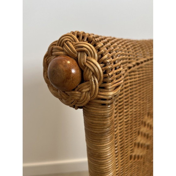 Image 1 of Ensemble de 6 chaises vintage en rotin et bois, France 1970