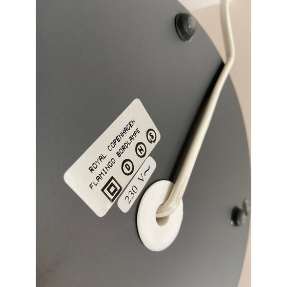 Image 1 of Lampe de table vintage Royal Copenhagen Flamingo en métal peint en gris-brun par Jørgen Møller, Danemark 1980