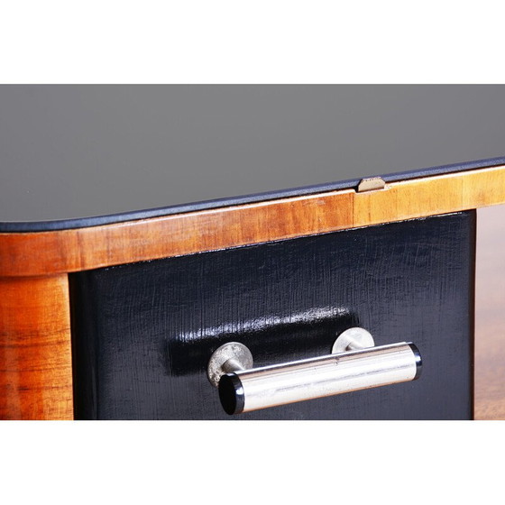 Image 1 of Paire de tables de nuit en noyer Art déco tchèque, années 1930