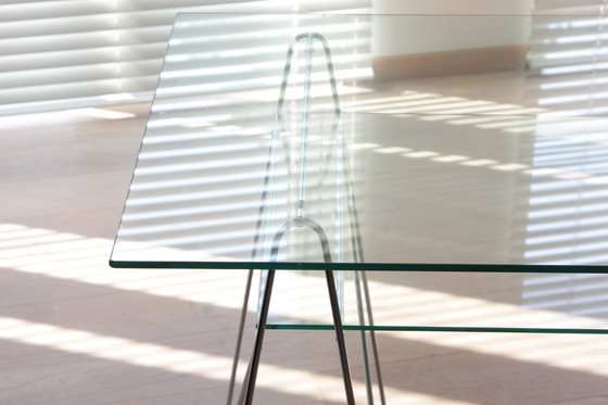 Image 1 of Bureau français postmoderne en verre, 1980S