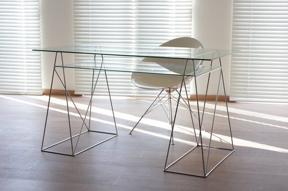 Image 1 of Bureau français postmoderne en verre, 1980S