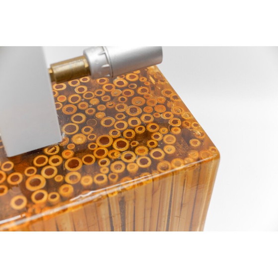 Image 1 of Lampe de table vintage en résine de bambou par Riccardo Marzi, Italie 1970