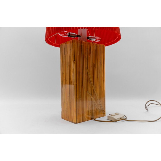 Image 1 of Lampe de table vintage en résine de bambou par Riccardo Marzi, Italie 1970