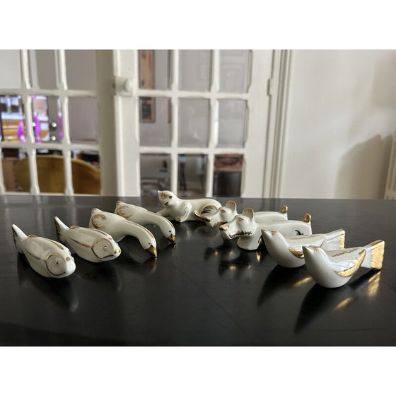 Porte-couteau vintage Art Deco en porcelaine blanche avec animal – Accessoires de table (photo 4 of 10)