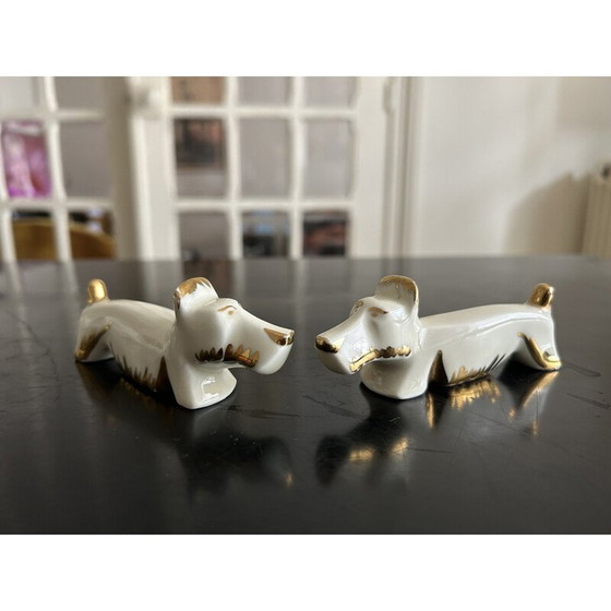 Porte-couteau vintage Art Deco en porcelaine blanche avec animal – Accessoires de table (photo 7 of 10)