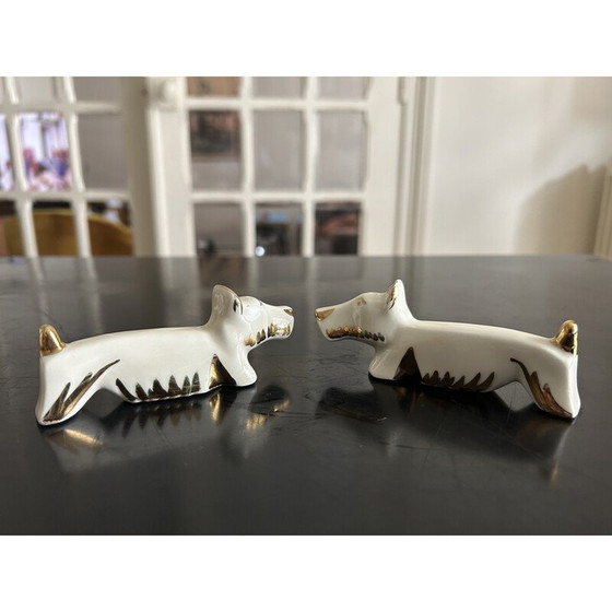 Porte-couteau vintage Art Deco en porcelaine blanche avec animal – Accessoires de table (photo 3 of 10)