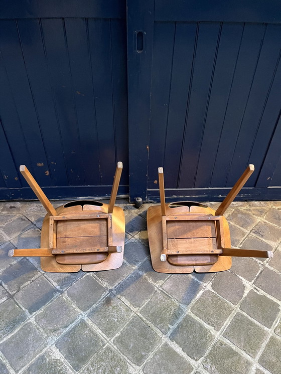 Image 1 of Chaises Tonneau Tout Bois Pierre Guariche Arp Steiner X2