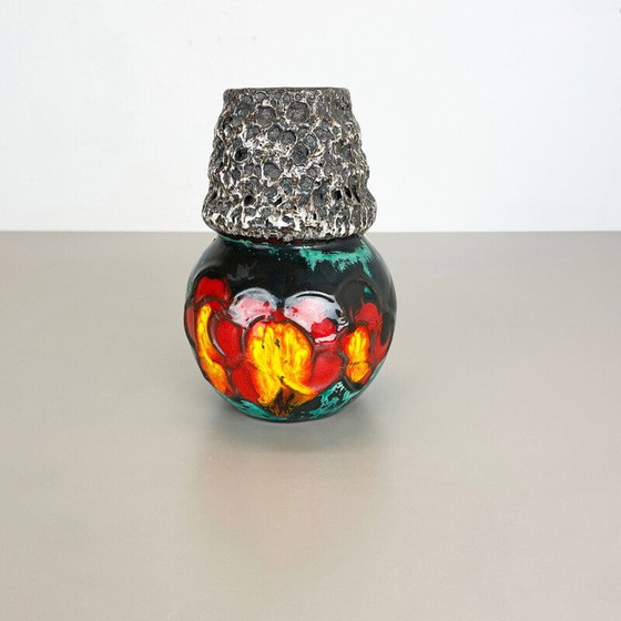 Image 1 of Vase vintage en poterie de lave grasse par Scheurich Wgp, Allemagne 1970