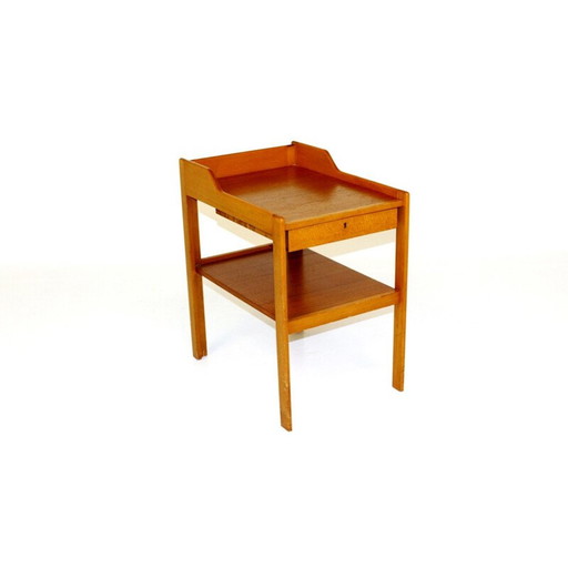 Table de chevet vintage en teck et hêtre par C.A. Acking, Suède, 1960