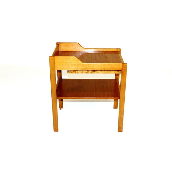 Image 1 of Table de chevet vintage en teck et hêtre par C.A. Acking, Suède, 1960