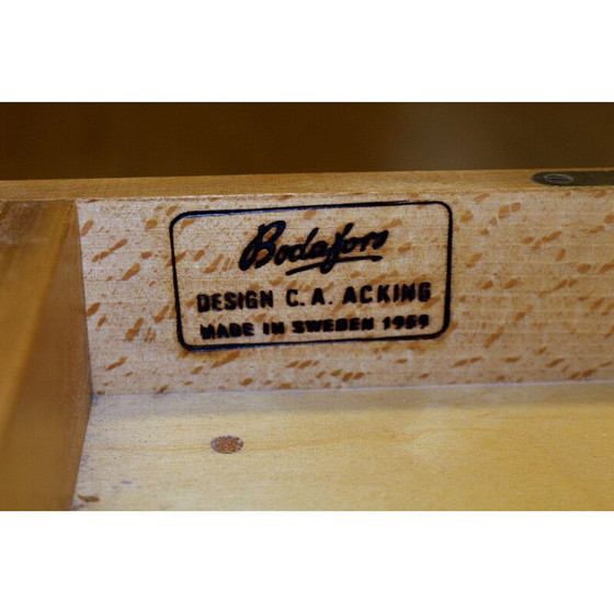 Image 1 of Table de chevet vintage en teck et hêtre par C.A. Acking, Suède, 1960