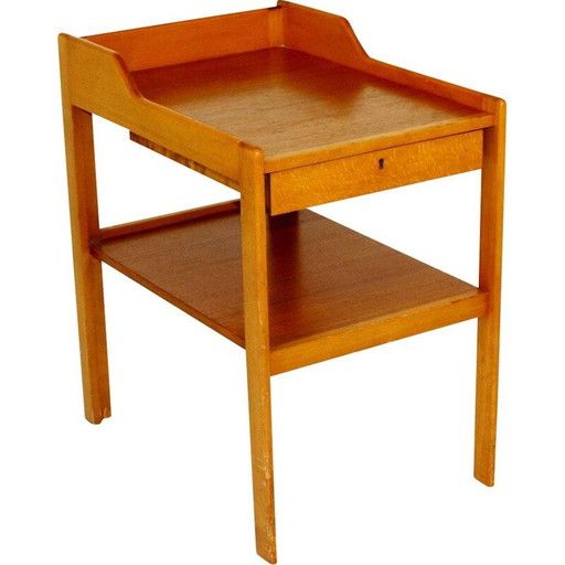 Table de chevet vintage en teck et hêtre par C.A. Acking, Suède, 1960