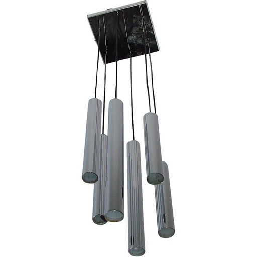 Lampe suspendue vintage Cascade en acier chromé, 1970