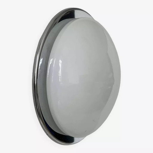 Applique Vintage, Chrome Et Opaline, France 1960