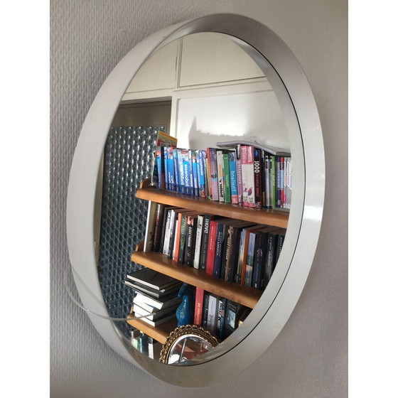 Image 1 of Miroir rond scandinave blanc vintage, 1960s