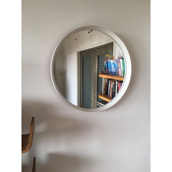 Image 1 of Miroir rond scandinave blanc vintage, 1960s