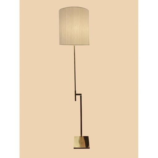 Lampadaire vintage avec mécanisme en laiton doré, 1970