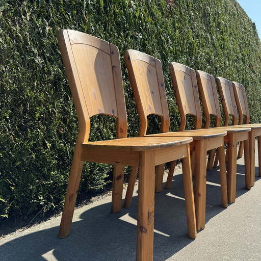 6 chaises en bois de pin