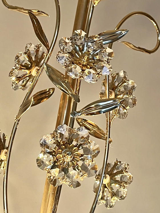 Image 1 of Branded Swarovski Crystal Flower Chandelier Gold Leaf