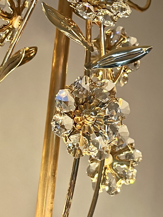 Image 1 of Branded Swarovski Crystal Flower Chandelier Gold Leaf