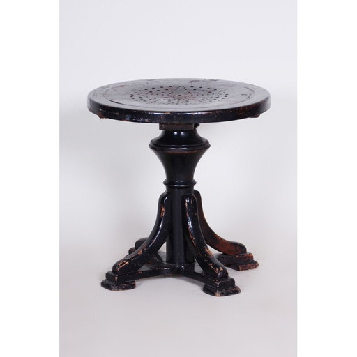 Tabouret de piano Art déco noir vintage par Thonet, années 1920