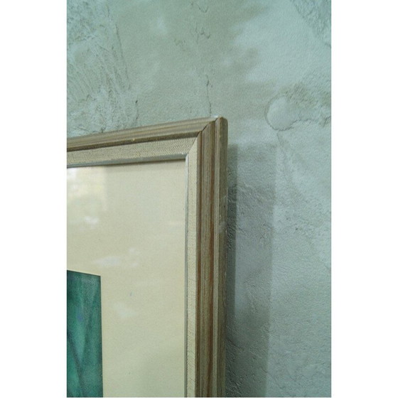 Image 1 of Portrait moderniste vintage d'une femme avec des fleurs par Fabian Lundqvist, Suède 1953